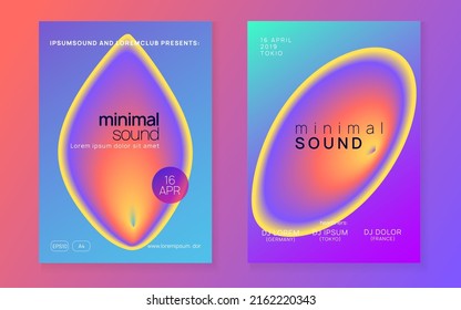 Dance Poster. Modern Art For Magazine. Wave Music Banner. Disco And Concert Shape. Dynamic Pattern For Presentation Concept. Purple And Orange Dance Poster