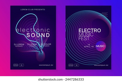 Dance Poster. Pink Music Set. Edm Flyer. Psychedelic Audio Invitation. Concert Invite. Dj Trance Element. Green Sound Magazine. Blue Dance Poster