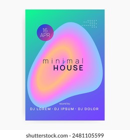 Dance Poster. Techno And Exhibition Shape. Bright Art For Brochure. Elegant Background For Set Layout. Fun Sound Party. Pink And Blue Dance Poster