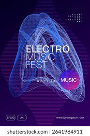 Dance Poster. Violet Dj Flyer. Sound Trance Template. Concert Cover. Soundwave Radio Invitation. Pink Night Club Design. Techno Magazine. Blue Dance Poster
