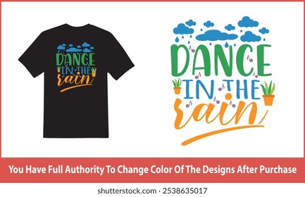 Diseño de camiseta de primavera de baile bajo la lluvia, archivos cortados, diseños de Vector Hola - Sweet Quote idea | Diciendo de invierno - Clipart de temporada, diseño de primavera de bienvenida