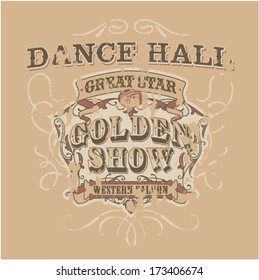 Dance saloon - vector artwork for girls and women wear in custom colors, grunge effect in separate layer.