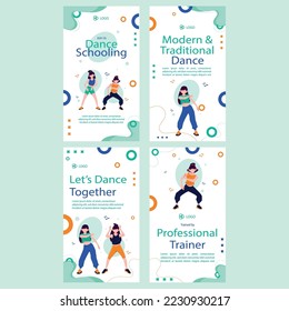 dance school hand drawn flat 
 stories-set