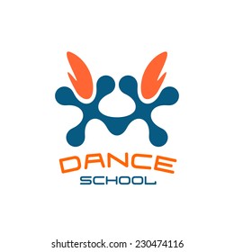 Dance school logo template. Modern style.