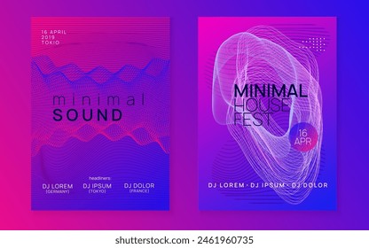 Dance Set. Concert Cover. Night Club Trance Element. Edm Magazine. Green Party Event. Soundwave Disco Illustration. Pink Sound Design. Violet Dance Set