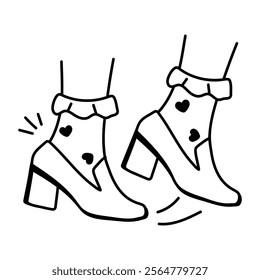 Dance shoes icon in hand drawn style 
