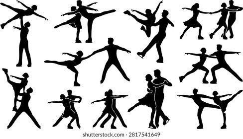 dance silhouette collection dancing people performance vector set