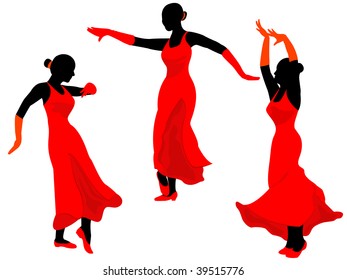 Dance of the Spanish girls - the isolated vector
