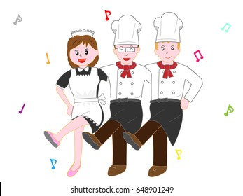 A dance of the staff working at a restaurant.
