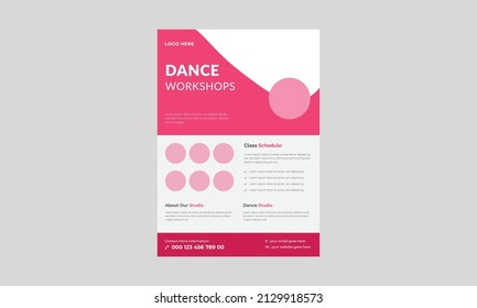 Dance Studio Flyer, Kids Dance Class Flyer Template. Kids Music Class Poster Design.