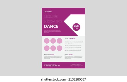 Dance Studio Flyer, Kids Dance Class Flyer Template. Kids Music Class Poster Design.