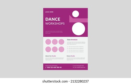 Dance Studio Flyer, Kids Dance Class Flyer Template. Kids Music Class Poster Design.