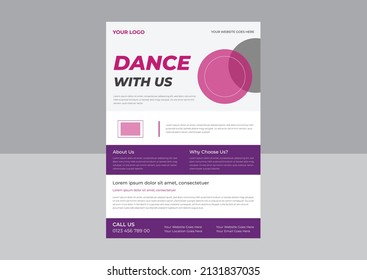 Dance Studio Flyer Template, Dance studio Poster Promotional Flyer, Dance Class Poster Leaflet Design. a4 template, brochure design, cover, flyer, poster, print-ready