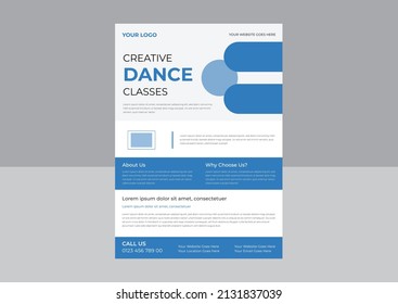 Dance Studio Flyer Template, Dance studio Poster Promotional Flyer, Dance Class Poster Leaflet Design. a4 template, brochure design, cover, flyer, poster, print-ready