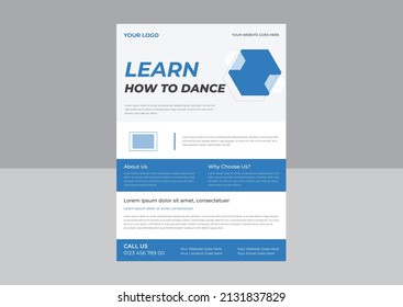 Dance Studio Flyer Template, Dance studio Poster Promotional Flyer, Dance Class Poster Leaflet Design. a4 template, brochure design, cover, flyer, poster, print-ready