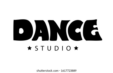  Dance studio hand drawn lettering .Vector design illustration for logo, banner, poster.