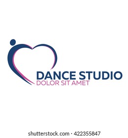 Dance studio logo. Dancer logotype. Vector minimalistic