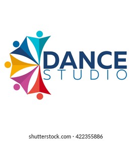 Dance studio logo. Dancer logotype. Vector minimalistic