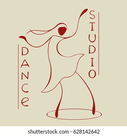 Dance studio logo with a dancing woman