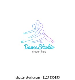Dance studio logo design vector template. Dancing class abstract human figure icon