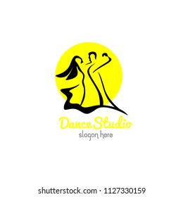Dance studio logo design vector template. Dancing class abstract human figure icon