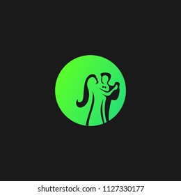 Dance studio logo design vector template. Dancing class abstract human figure icon