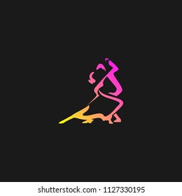 Dance studio logo design vector template. Dancing class abstract human figure icon