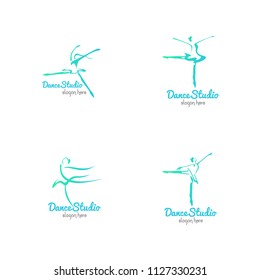 Dance studio logo design vector template. Dancing class abstract human figure icon
