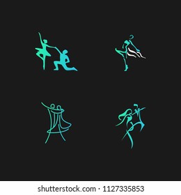 Dance studio logo design vector template. Dancing class abstract human figure icon