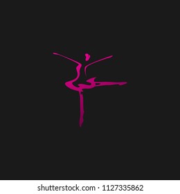 Dance studio logo design vector template. Dancing class abstract human figure icon