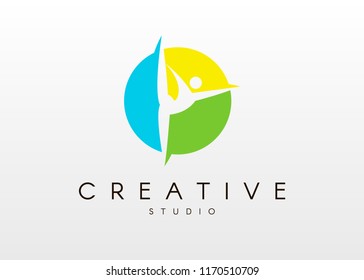 Dance studio logo design. Vector body shape logo. Dance icon concept.