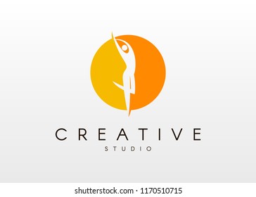 Dance studio logo design. Vector body shape logo. Dance icon concept.