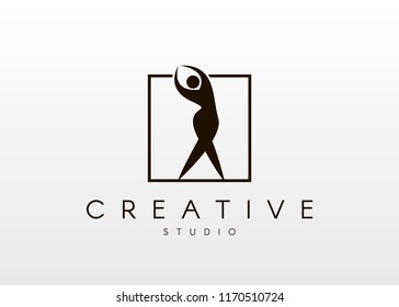 Dance studio logo design. Vector body shape logo. Dance icon concept.