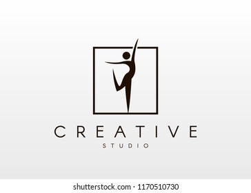 Dance studio logo design. Vector body shape logo. Dance icon concept.