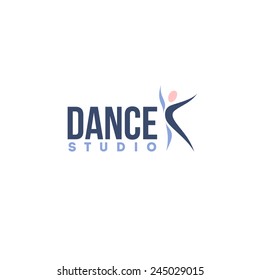 Dance Studio Logo Design Vector Template. Abstract Human Figure Icon