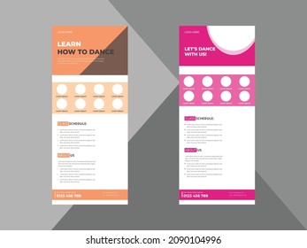 Dance studio Roll Up Banner design template, Dance class Roll Up Banner, Dance studio Poster promotional DL Flyer template.