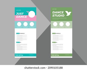 Dance studio Roll Up Banner design template, Dance class Roll Up Banner, Dance studio Poster promotional DL Flyer template.