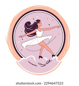 Dance studio and dance school. Ballroom dance. cartoon vector illustration. label, sticker, t-shirt printing