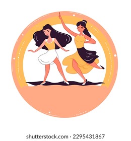 Dance studio and dance school. Ballroom dance. cartoon vector illustration. label, sticker, t-shirt printing