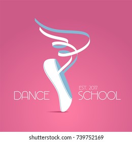 Dance studio vector logo, icon. Template design element, symbol for dance or ballet classes with classic ballerina shoe