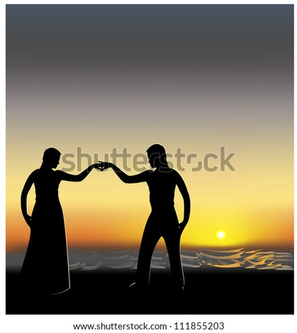 Similar – Two people watching the sunset