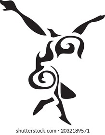 Dance tattoo design. Simple abstract vector illustration of dancing human