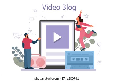 Dance Teacher Or Choreographer In Dance Studio Online Service Or Platform. Dancing Courses For Children And Adults. Online Video Blog. Vector Illustration