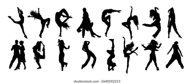dance training silhouette vector illustration