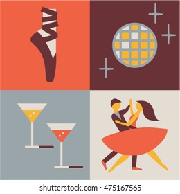 Dance, vector icon set
