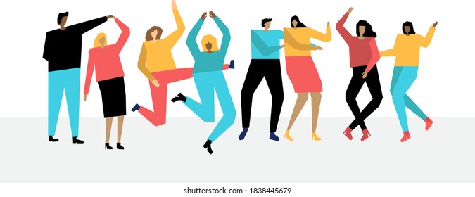 Dance vector illustration. Party time. Flat dancing couple.
