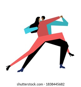 Dance vector illustration. Party time. Flat dancing couple.