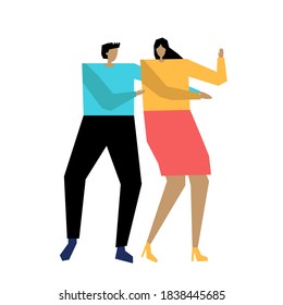 Dance vector illustration. Party time. Flat dancing couple.