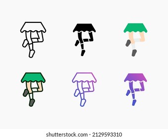 Dance woman icon set with line, outline, flat, filled, glyph, color, gradient. Editable stroke and pixel perfect. Can be used for digital product, presentation, print design and more.