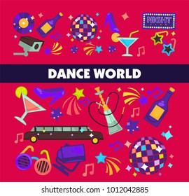 Dance world vector color flat glamor celebration poster